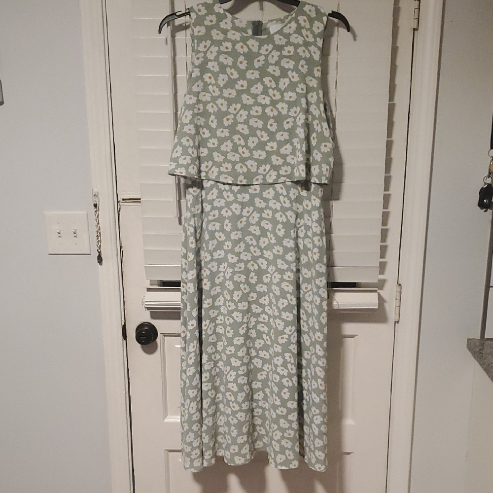 MVN The Label Sleeveless Floral Midi Dress in Sage Green